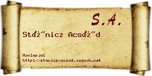 Stánicz Acsád névjegykártya